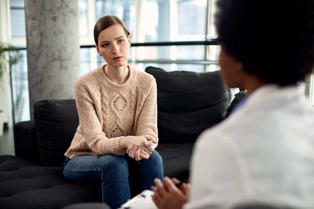 Our therapist helping a young woman suffering from alcoholism. 