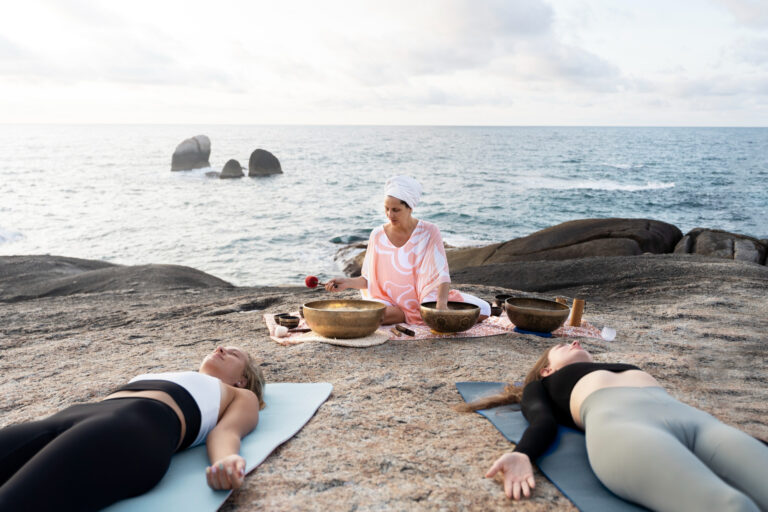 Combining yoga and ocean therapy is very powerful and relaxing for the mind and body.