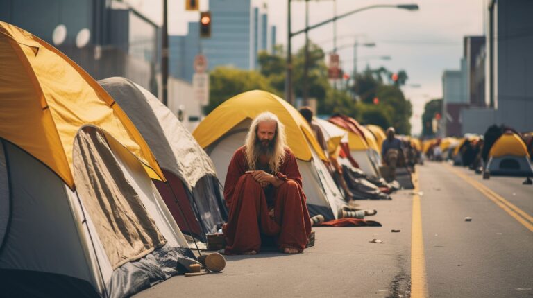 An old and homeless man; spending his last days in the Skid Row neighborhood.