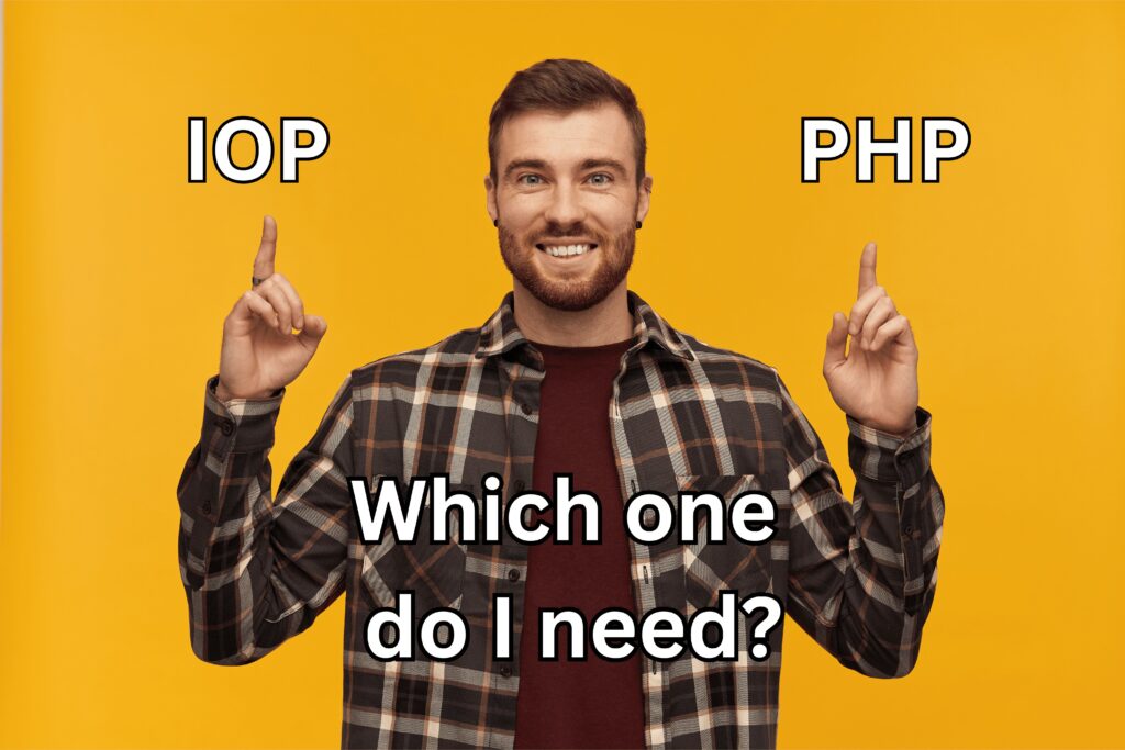 A young man holding his fingers up as a sign of comparing IOP and PHP.